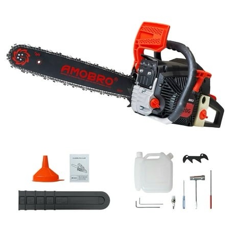 Amobro Gas Chainsaw 20-inch 62CC 3HP 2-Cycle Petrol Powered Chain Saws for Trees and Wood Cutting