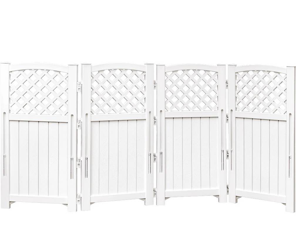 Homall Outdoor Patio 4 Panel Screen Enclosure,Plastic Privacy Screens, Air Conditioner Fence Panels, Trash Can Fence for Garden, White
