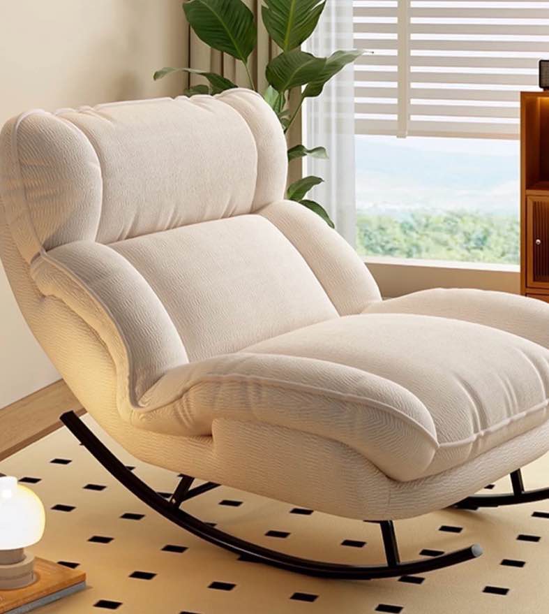 Keerffo Sofa Rocking Chair Metal Frame with Adjustable Backrest Comfortable Decorative Chair Modern Ergonomic Sofa for Living Room Bedroom