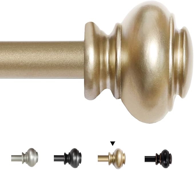 H.Versailtex 0.75 Inch Adjustable Stainless Steel Ball Curtain Rods  28 - 48 Inches   Glod