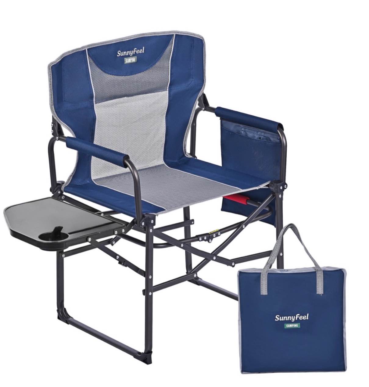 sunnyfeel camping directors chair heavy duty oversized portable folding chair with side table pocket for beach fishing trip picnic lawn concert outdoor foldable camp chairs