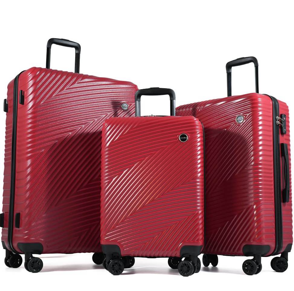 tripcomp luggage 3 piece set,suitcase set with spinner wheels hardside lightweight luggage 20in24in28in.(red)