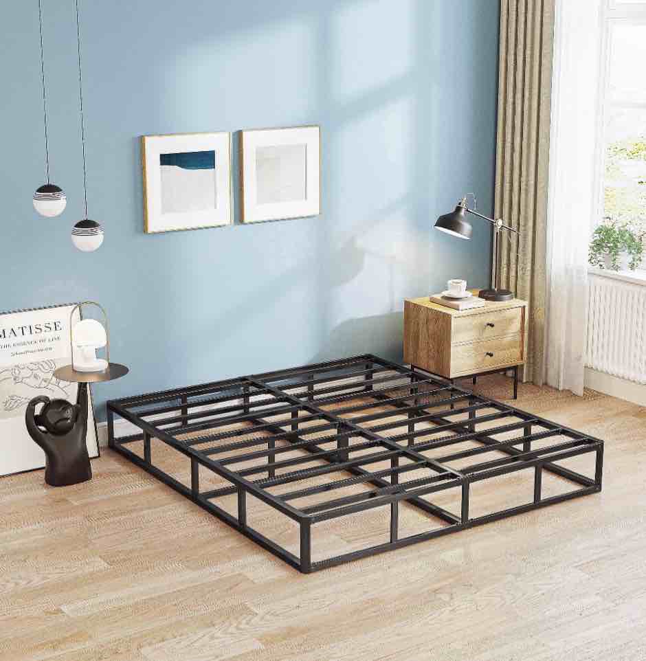 bedsnus 5 inch queen heavy duty metal box spring, mattress foundation with fabric cover, easy assembly