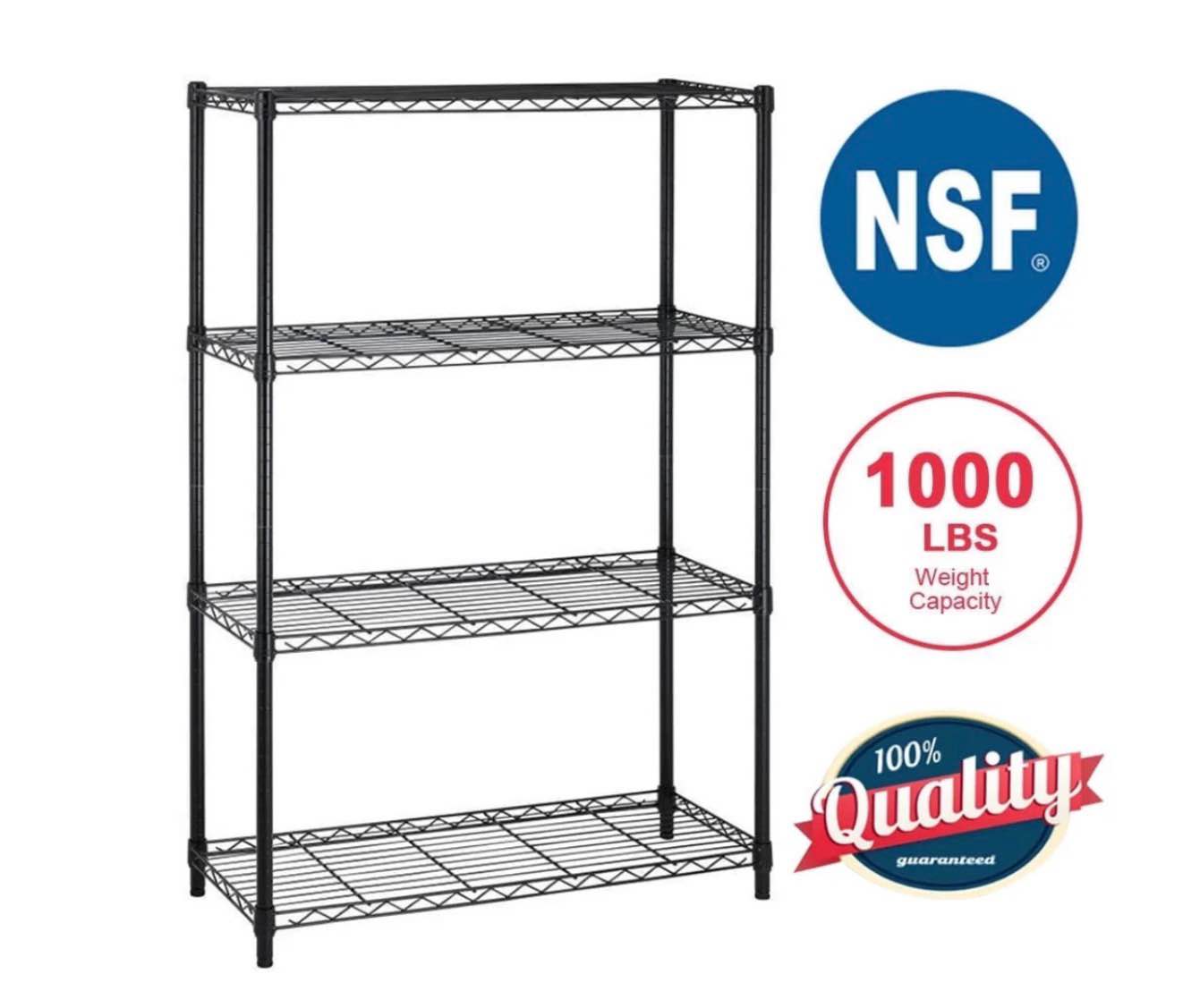 bestoffice 4 shelf wire shelving unit garage nsf wire shelf metal storage shelves heavy duty height adjustable for 1000 lbs capacity black