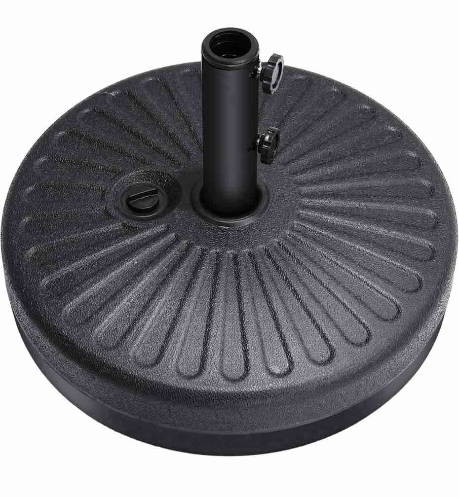 80lbs patio umbrella base, heavy duty base for outdoor market umbrella, fillable weights with high-density hdpe material, black