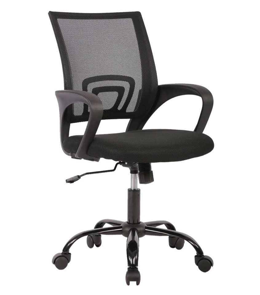 jonpony ergonomic office chair, lumbar support, adjustable height with armrests for adults,black