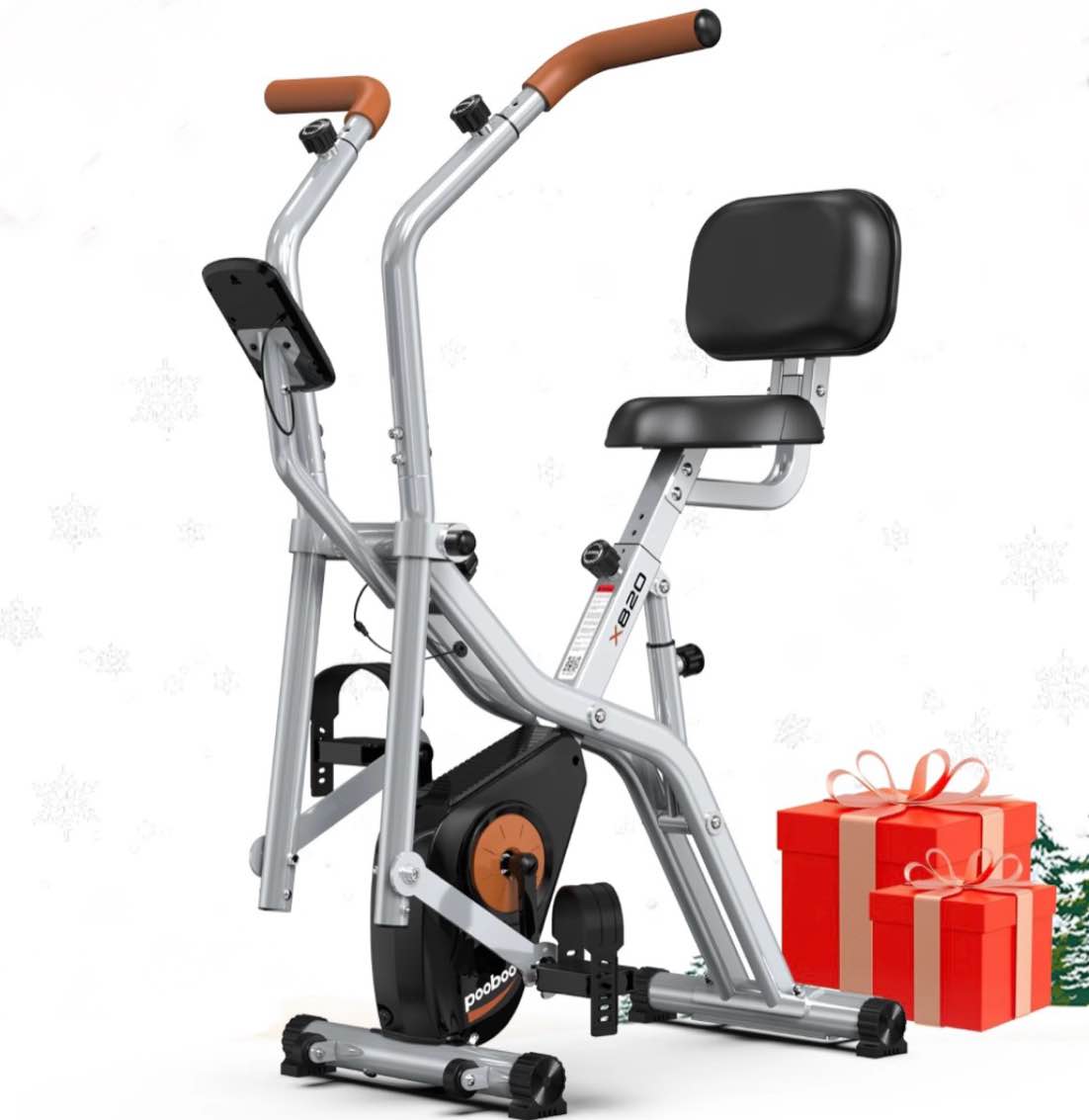Pooboo Magnetic Exercise Bike for Seniors with Arm Exerciser  Quiet Foldable Cycle for Home