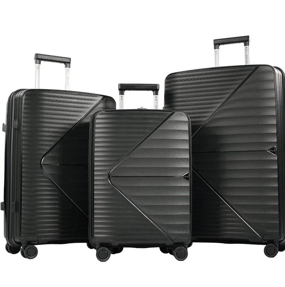 Smicure Luggage Sets 3 Piece with Spinner Wheel, Hardside Suitcase Set with TSA Lock, Lightweight Travel Luggage for Men and Women, Black
