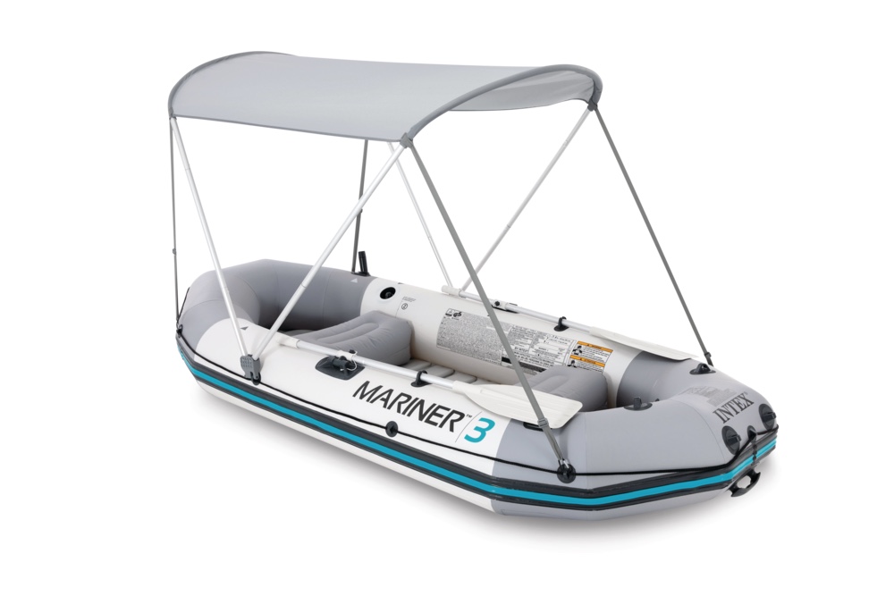 Intex Mariner Inflatable Boat with Canopy & Oars, PVC, Grey