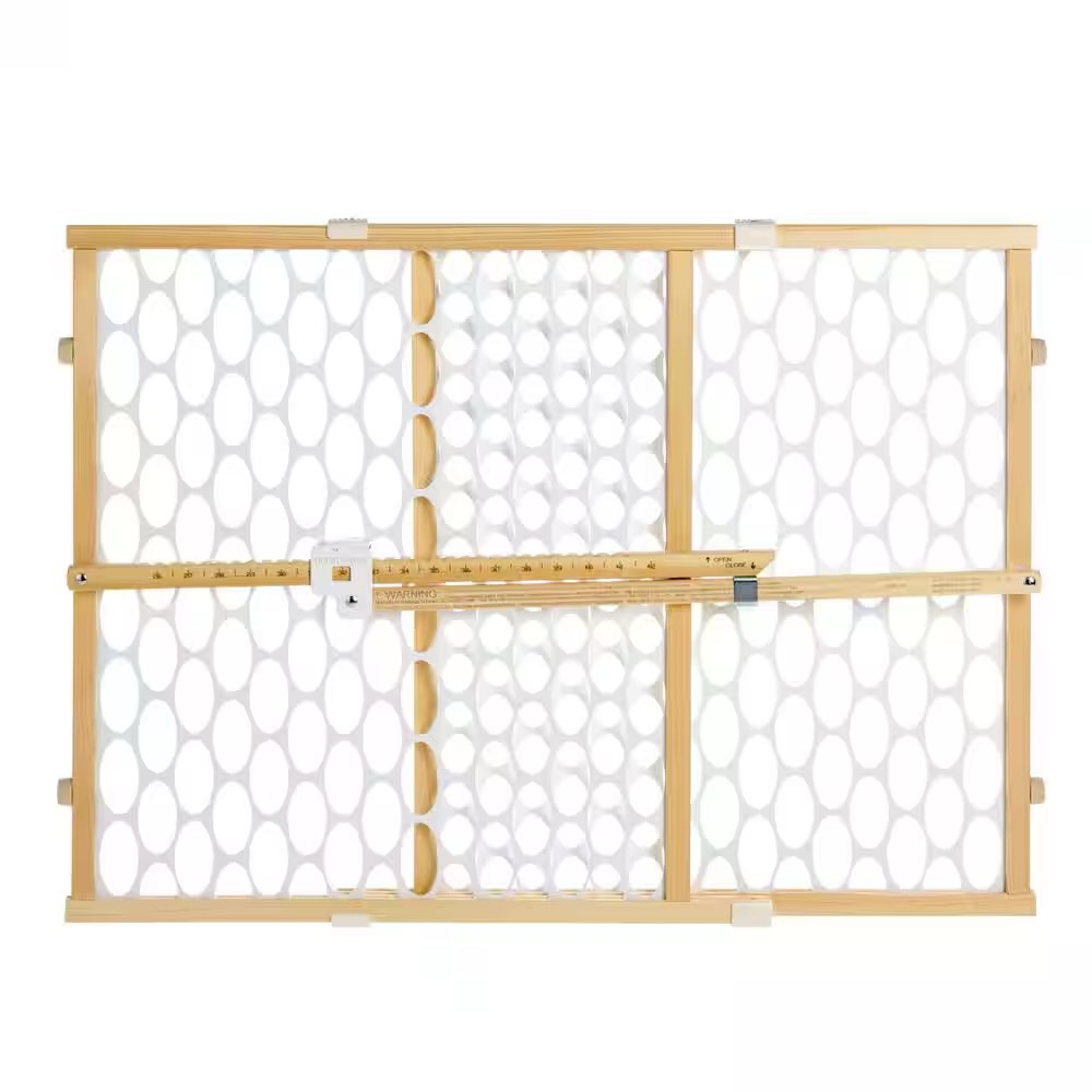 Condition photo showing Good Condition for toddleroo by north states 26.5"-42" quick-fit baby safety gate, oval mesh wood