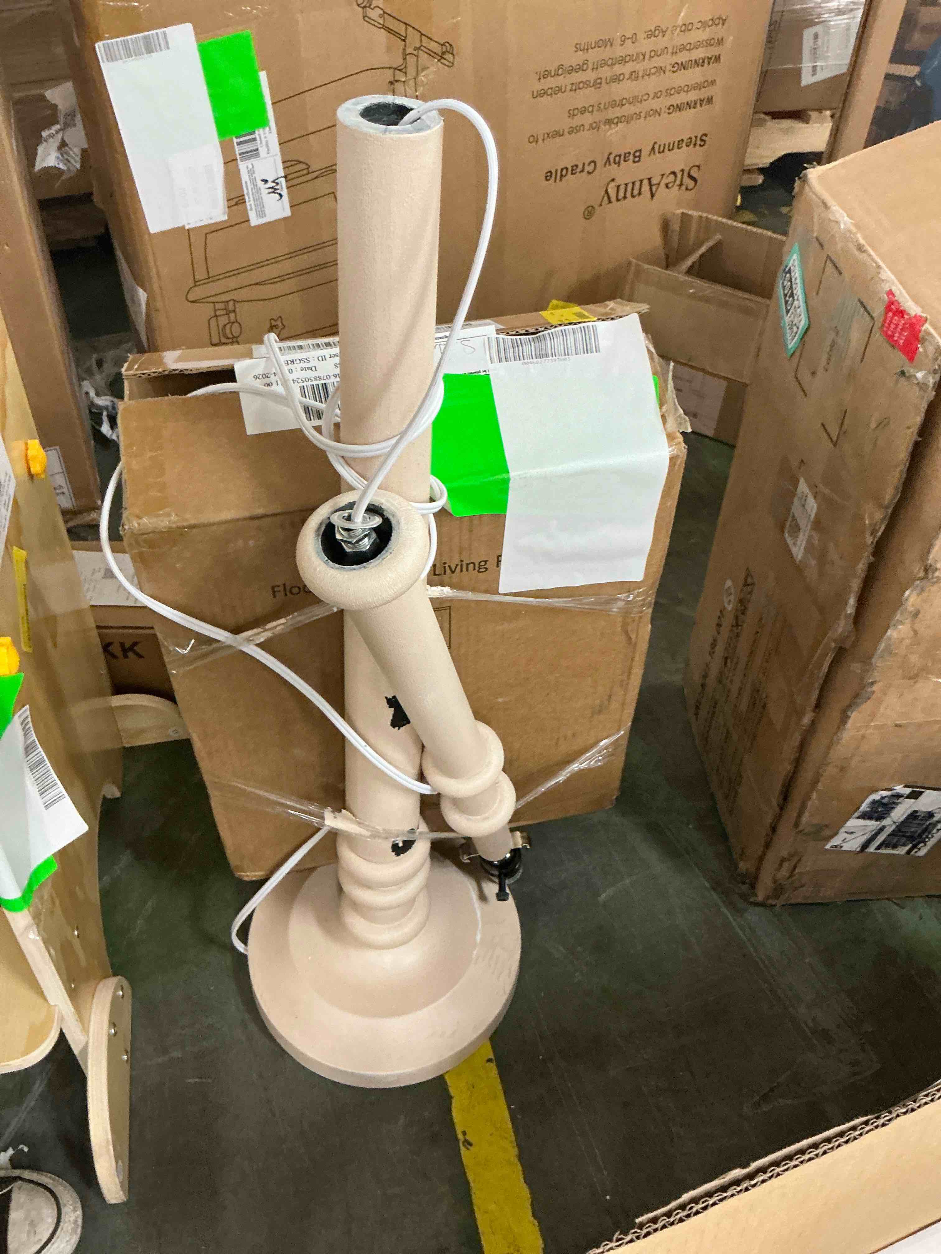 Condition photo showing Good Condition for natyswan floor lamps for living room 3 color temperatures standing lamps with white linen shade 60 vintage tall pole light for reading bedroom bulb included