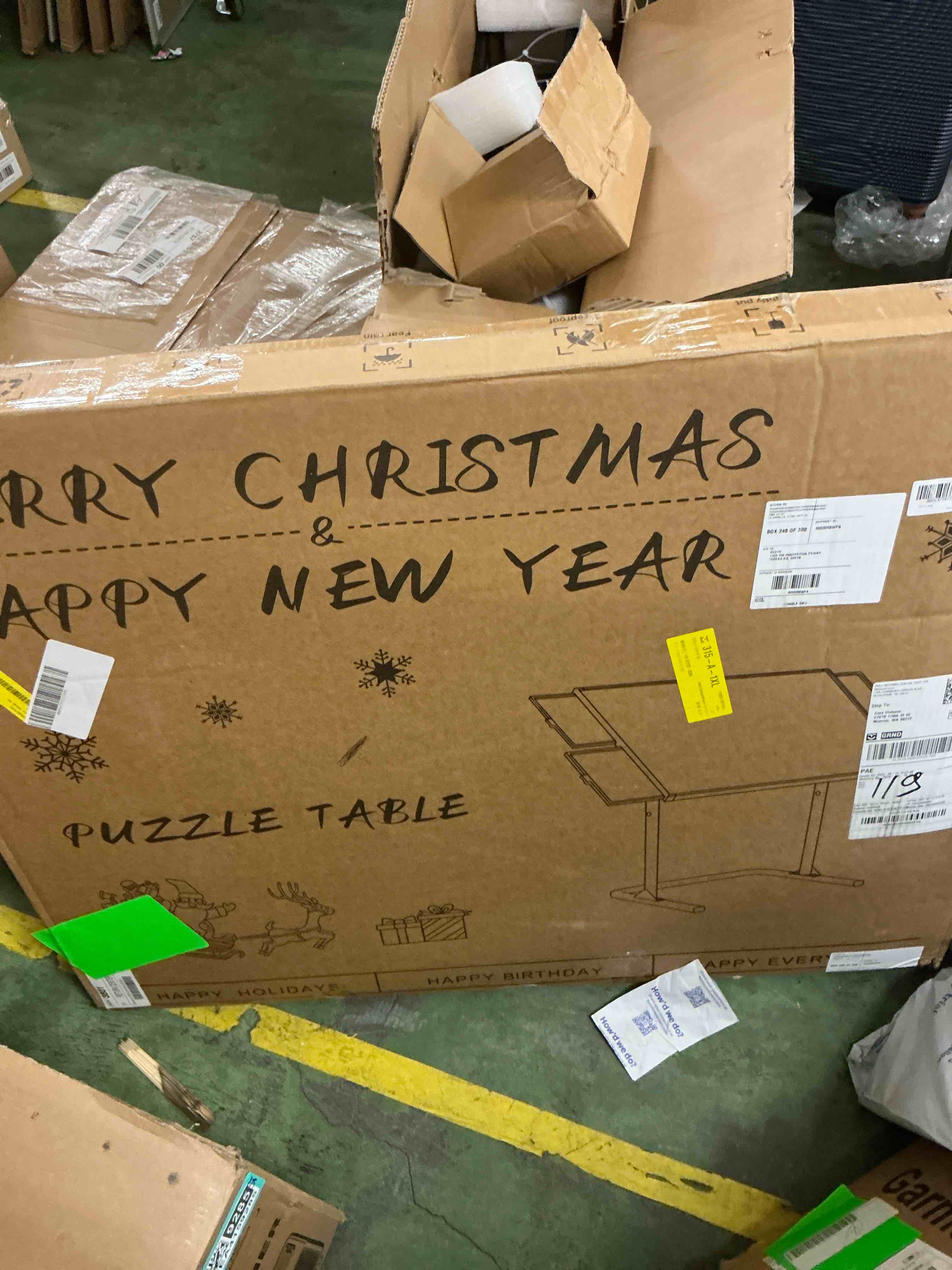 Condition photo showing Good Condition for jigsaw puzzle table with drawers, puzzle board for adults with metal legs, adjustable angle & height, gift for birthday, 1500 pieces