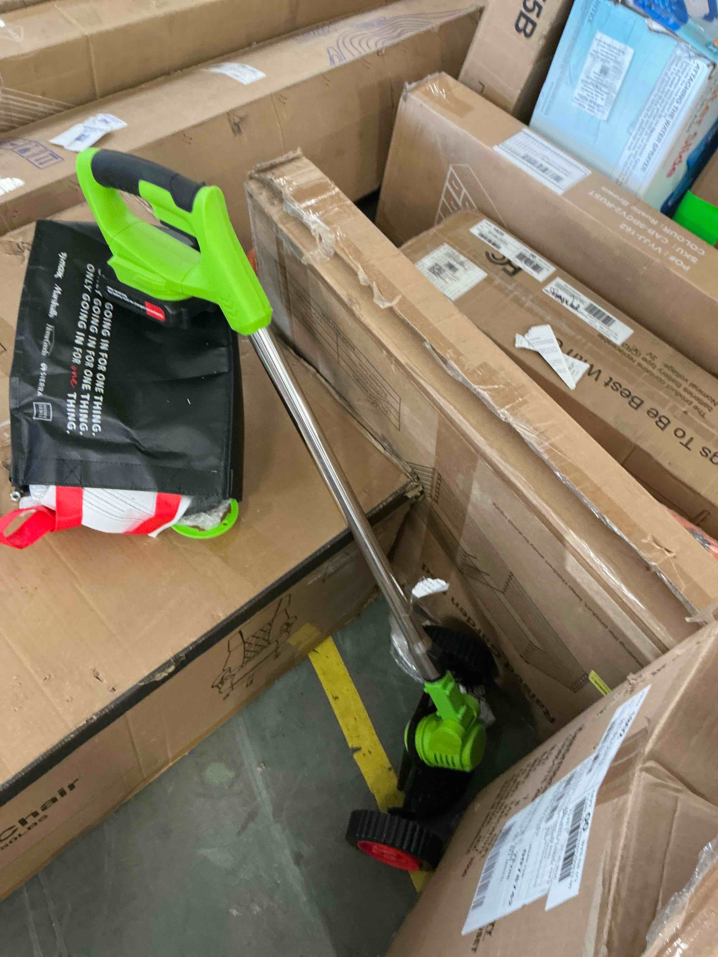 Condition photo showing Good Condition for 24v 650w electric grass trimmer with battery, cordless weed eater with wheels, electric weed wacker, lawn mower cordless pruning cutter weed wacker garden trimming tool