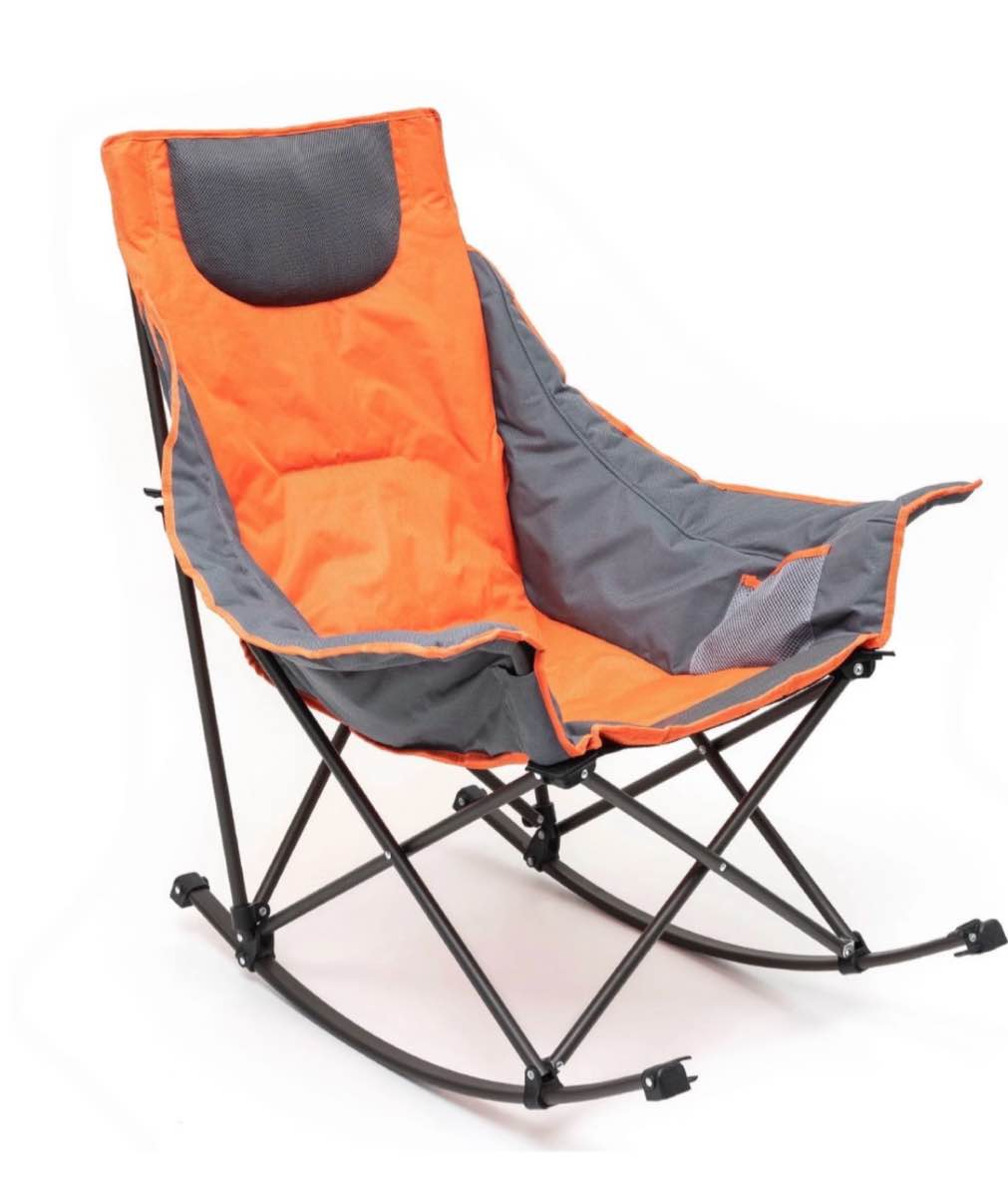 sunnyfeel rocking camping chair  luxury padded recliner  oversized folding lawn chair with pocket  heavy duty for outdoor/picnic/lounge/patio  portable camp rocker chairs with carry bag