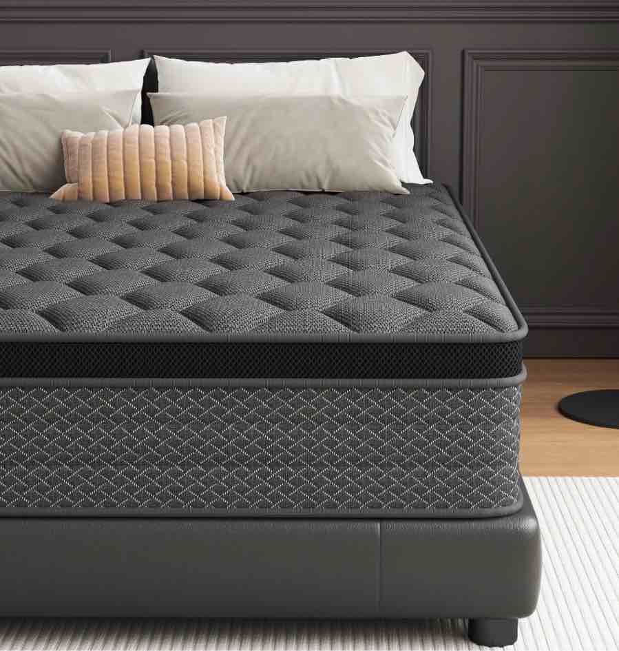 mocangtu 14" queen hybrid mattress in a box, gel memory foam with individually wrapped pocket coils, medium firm, pressure relief, cooling sleep support