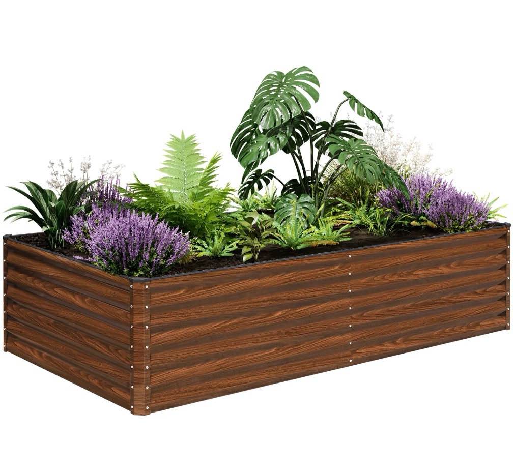 snugniture 8x4x2 ft galvanized raised garden bed, deep root metal planter box for vegetables, flowers