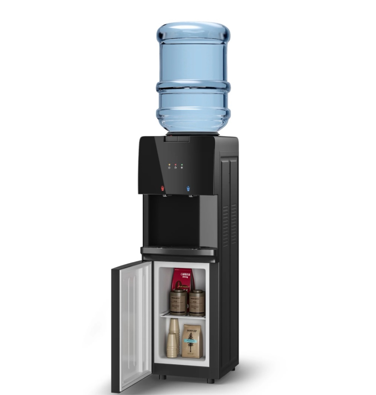 UrbanSync 5 Gal Top Loading Water Dispenser with Storage Cabinet  Hot & Cold Water Cooler with Storage Cabinet  ETL Certified for Home & Office Use  Black