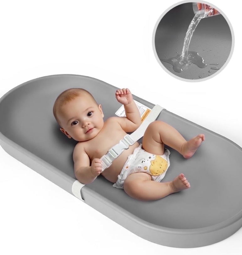 Baby Changing Pad, Caveen Lightweight and Portable Changing Station for Diaper Change and Dresser, with Safety Restraint Belt, Waterproof ,Dark Grey