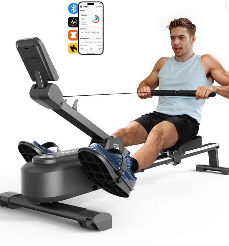MERACH Magnetic Rowing Machine with 16 Levels, 350 lbs Weight Capacity, Silent Operation, Bluetooth App Support for Full-Body Home Fitness & Weight Loss
