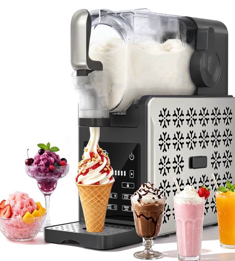 1.9L Slushie Machine & Soft Serve Ice Cream Maker with Rapid Freezing,8-in-1 85Oz Frozen Drink Machine, Slushie Maker, Margarita Machine for Home