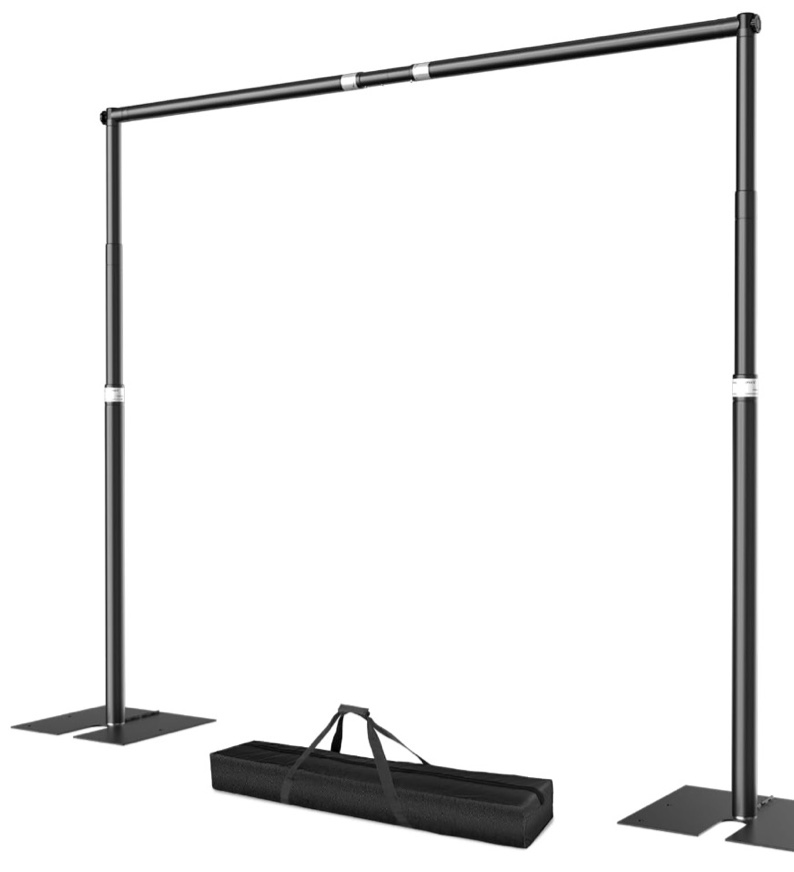 EMART 8.5x10ft Heavy-Duty Adjustable Pipe & Drape Stand Kit with Steel Base – Professional Backdrop Frame for Photography, Weddings, Events (Black)