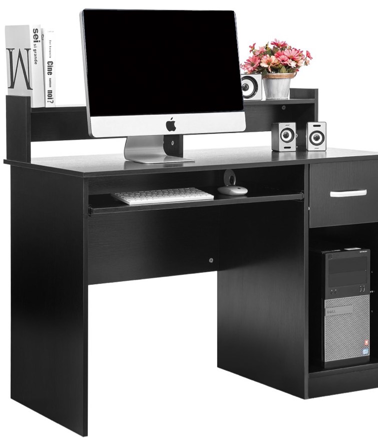 Ktaxon Wood Computer Desk Office Black Laptop PC Work Table Home Drawer & Keyboard Tray