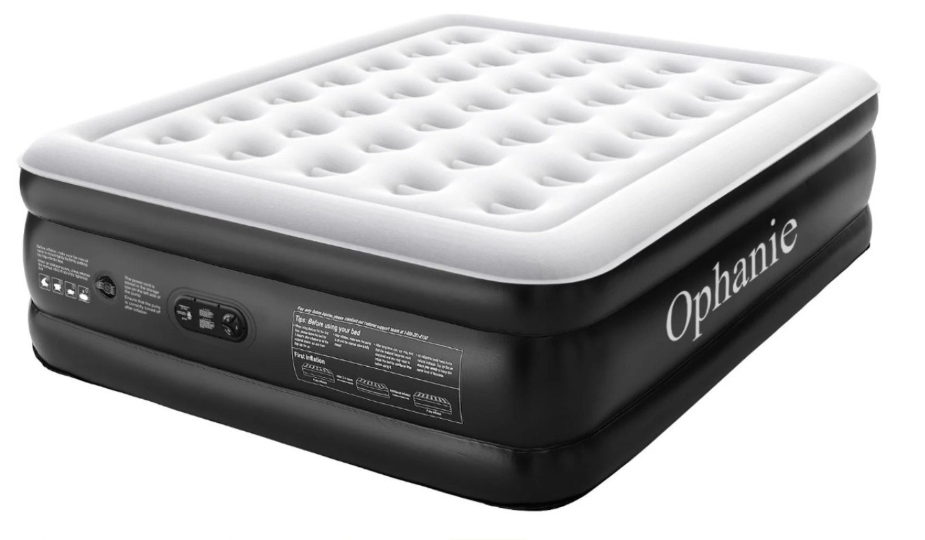 Ophanie 18 Inch High Air Mattress Queen with Built in Pump  Elevated Quick Inflation/Deflation Inflatable Beds  High Durability Blow Up Mattresses for Camping  Indoor Colchon  Guests Air Bed  Black