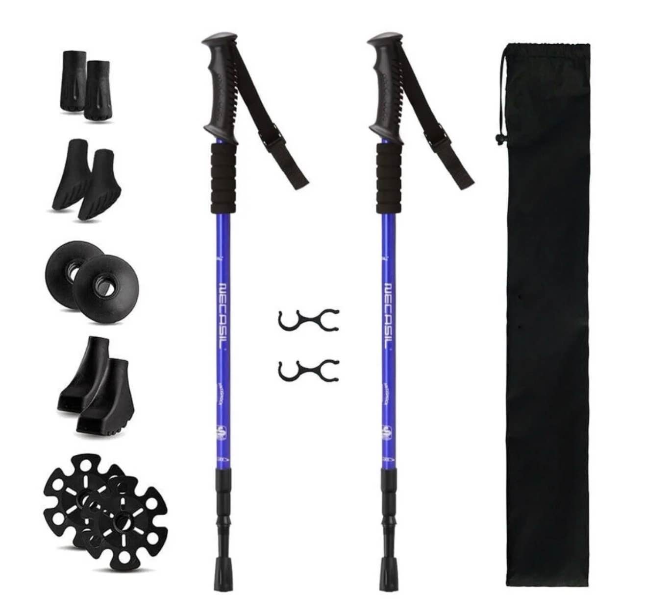 ic iclover pair 2 trekking walking hiking sticks poles quick lock adjustable alpenstock 25.5 to 64.9 for all heights durable & lightweight aluminum blue