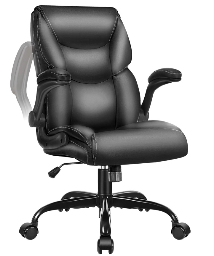 jonpony leather office chair, big and tall office chair 400lbs wide seat ergonomic computer desk chair high back executive leather chair adjustable task chair, black