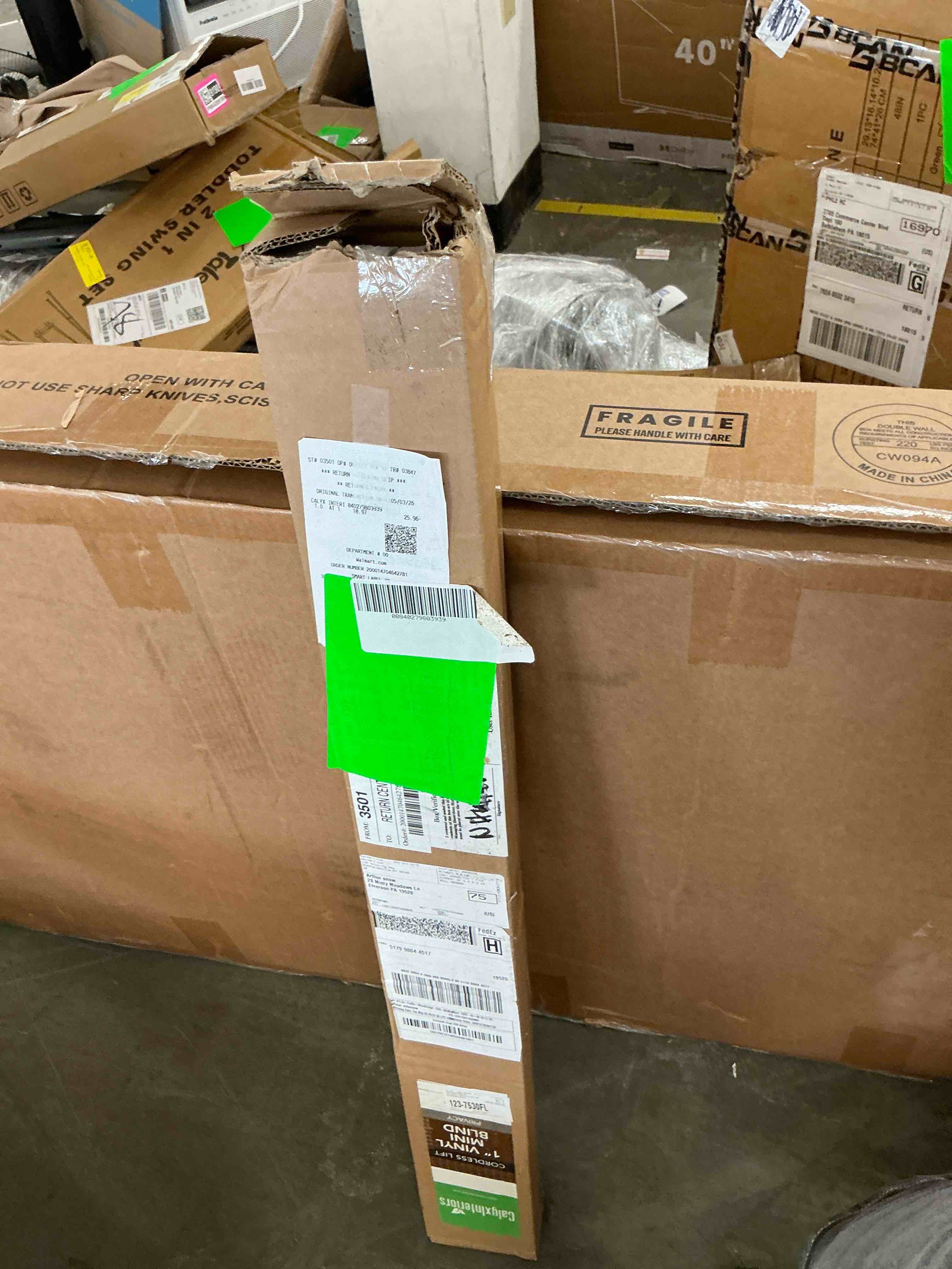 Condition photo showing Good Condition for calyx interiors cordless white 1” light filtering mini blinds 33.5 w x 48 h window blinds for home  vinyl horizontal blinds for indoor windows