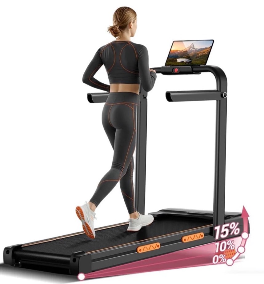 sonitu powerful 2.5hp walking pad with 15% incline, 6.3mph treadmill for home, compact design with led display, supports 300lbs