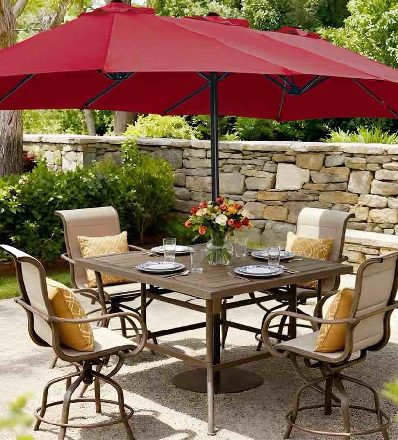 amadwell 13ft large patio umbrella, double sided outdoor rectangular umbrellas with fade resistant canopy, red