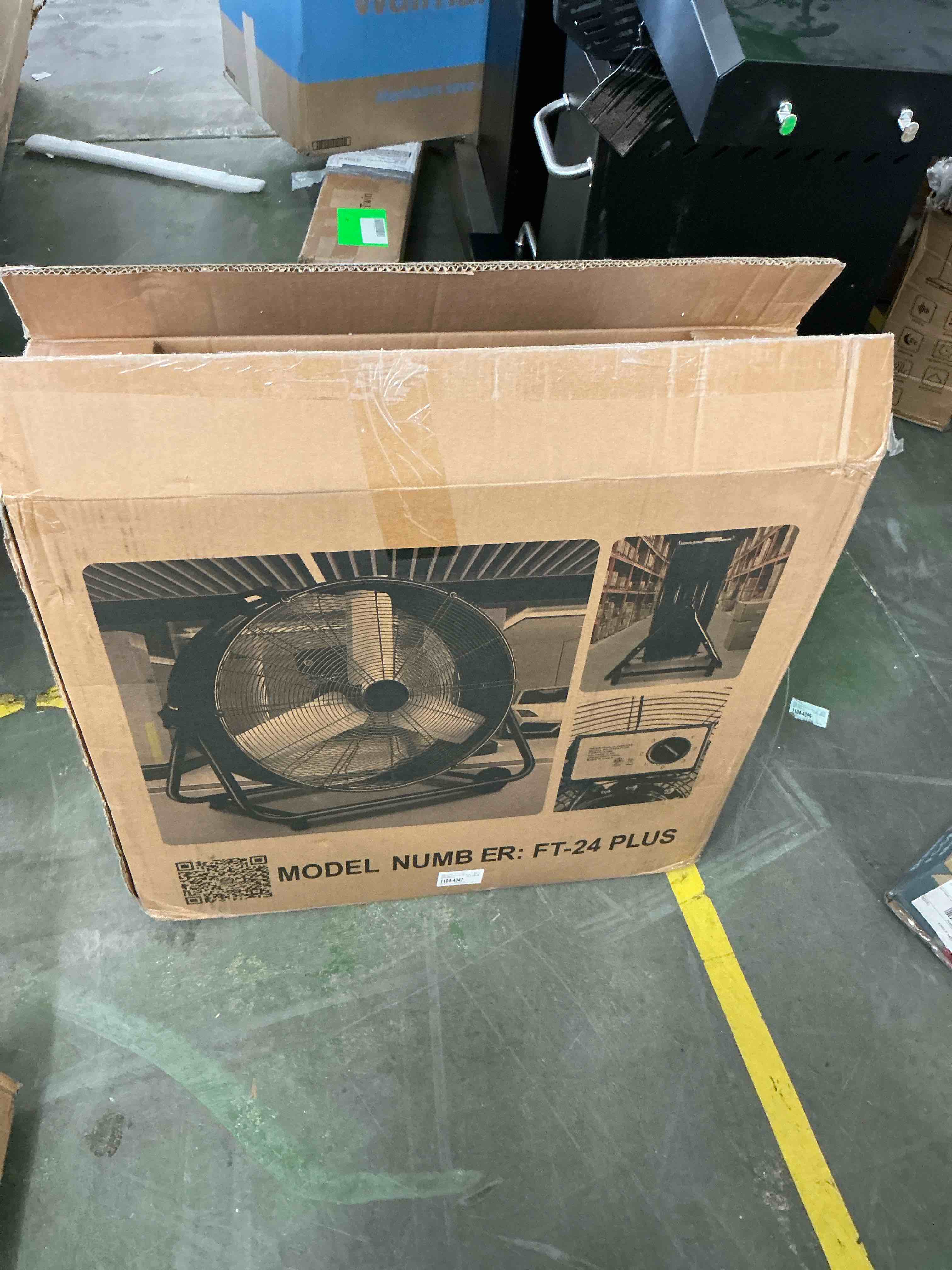 Condition photo showing New/Like New for industrial fan 24 inch heavy duty drum 3 speed 8100 cfm air circulation high velocity fan for warehouse  workshop  factory  commercial  residential and greenhouse black