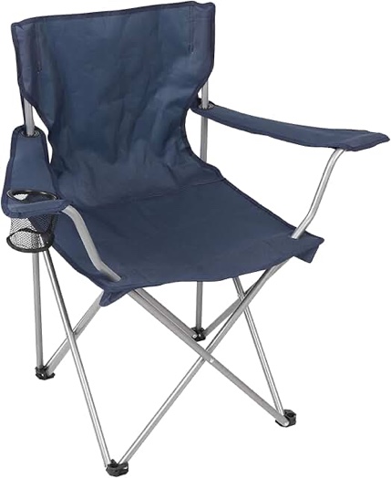 ozark trail basic quad folding camp chair with cup holder  navy  adult