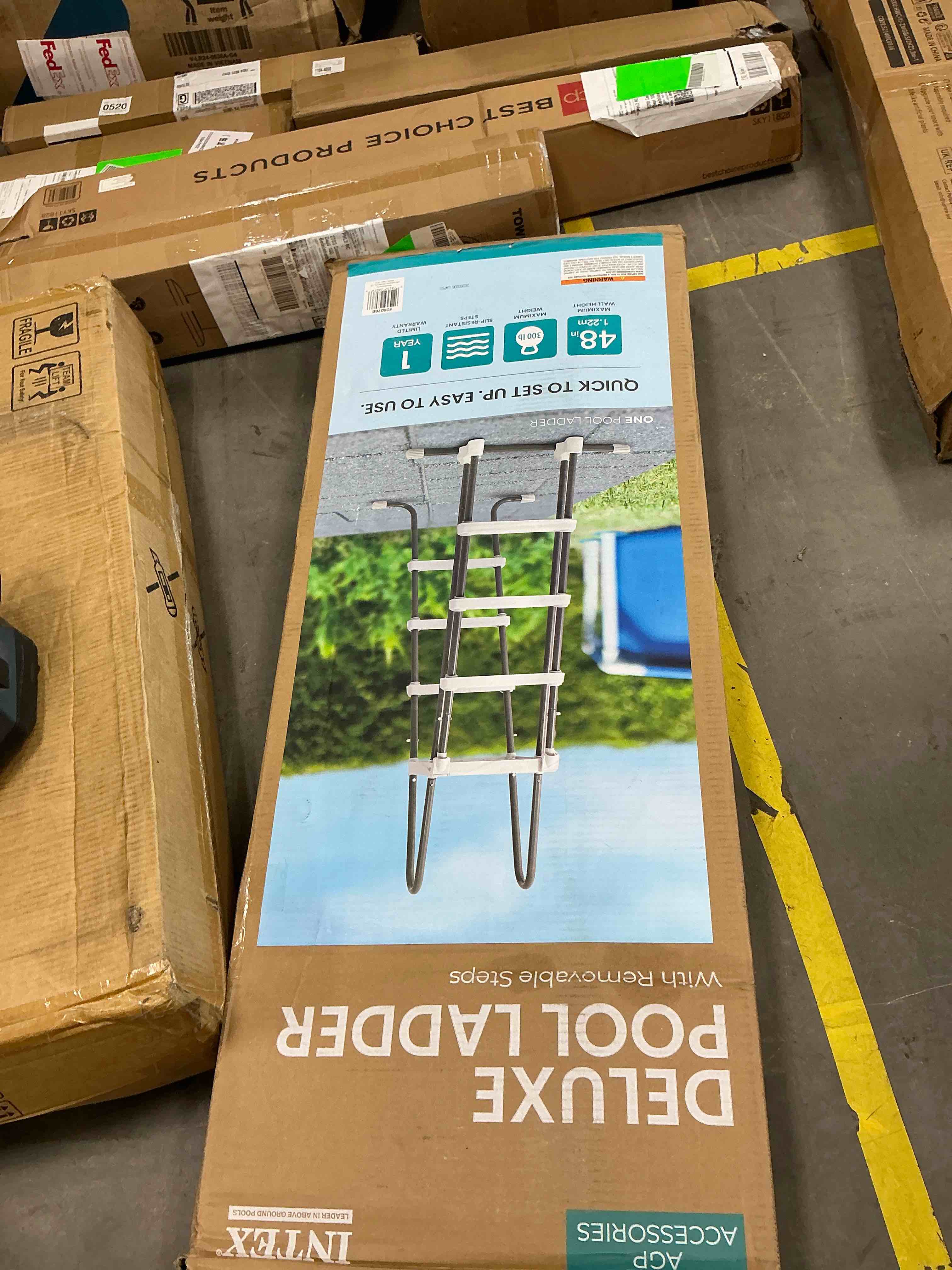 Condition photo showing Good Condition for intex 28076e deluxe pool ladder with removable steps for 48 inch depth pools  25.4 lbs