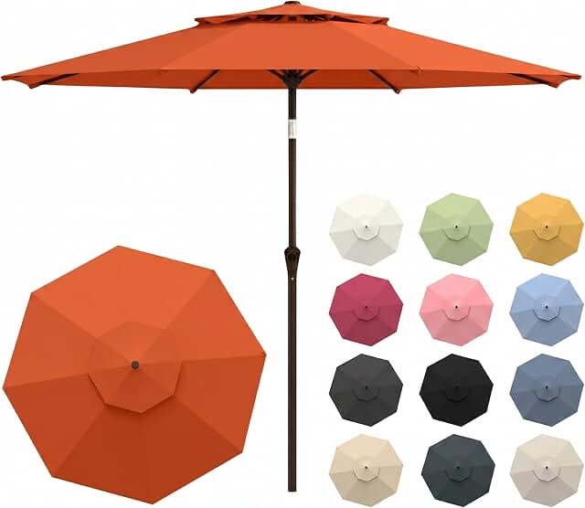 abccanopy 9ft outdoor market hand push patio umbrella 12+colors  orange