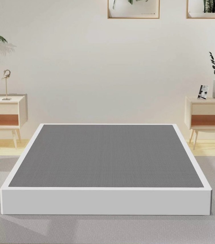 7" queen box spring, heavy duty metal queen mattress foundation with fabric cover, noise-free, easy assembly
