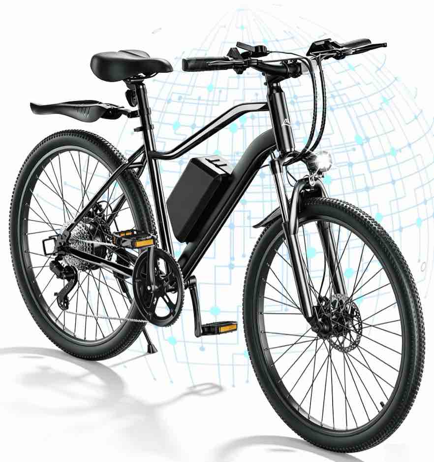 iSinwheel 750W Peak Electric Bike Adult,26" Mountain Bicycle Professional,Front Dual Shock Absorption Ebike,Up 20MPH,55 Miles,35 Speed,42V 13AH Removable Battery,Black