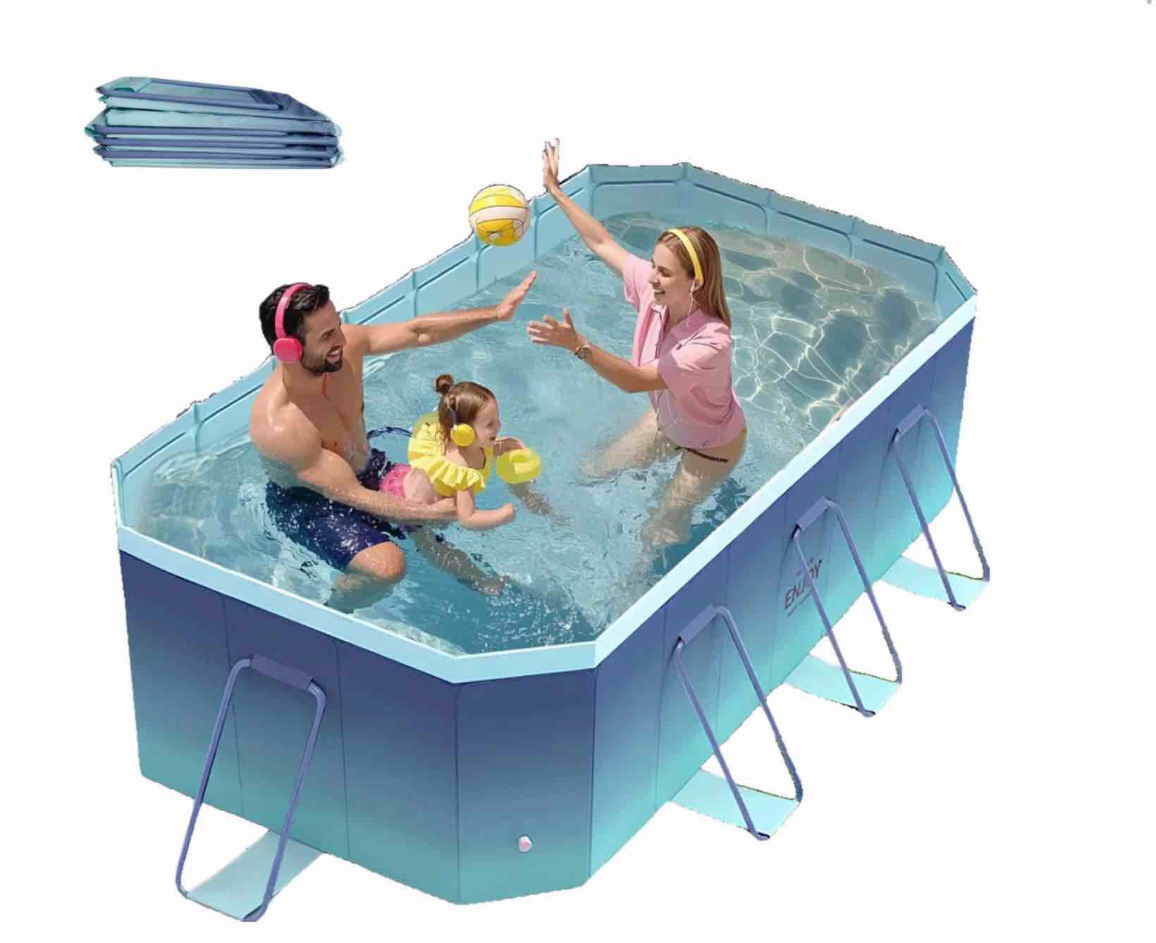 Beuway 102 Foldable Swimming Pool for 1-5 People Adult Kids & Pets Non-Inflatable Pool Above Ground Pool(Blue)