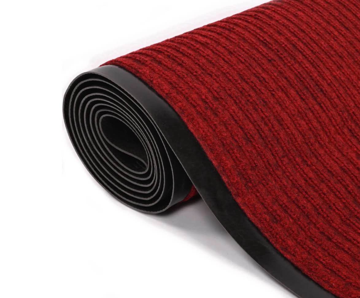 WANLISELL 3 x 10 ft Commercial Carpet  Non-Slip Striped Brush Step Entrance Mat  Indoor Outdoor Hallway Runner Rug  Dark Red
