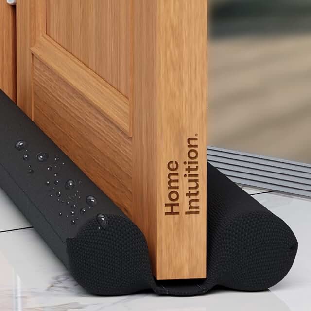 Under Door Draft Stopper for Bottom of Doors 24” - 36” Weather Stripping Gap Stoppers Door Draft Guard Seal Sweep Adjustable  Black