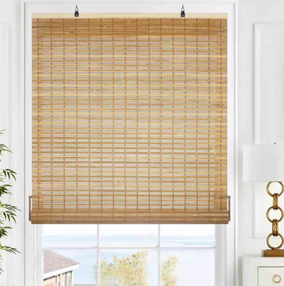LazBlinds Cordless Bamboo Blinds  Bamboo Roll Up Shades for Windows  Light Filtering Hanging Window Blinds  Bamboo Shades for Patio Indoor/Outdoor Porch  48   W x 72   H  Squirrel