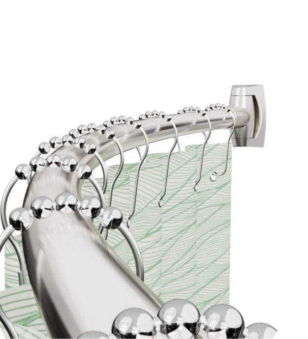 SUNALLY Curved Shower Curtain Rod 43" to 72" Adjustable, Aluminum Rustproof Expandable Round Shower Rod for Bathroom Bathtub Stall, Need to Drill, Brush Nickel