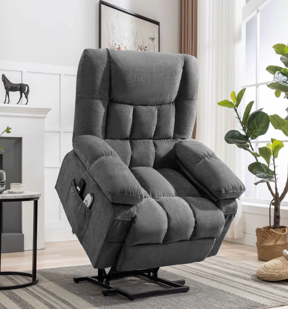 JONPONY Power Lift Recliner Chair Recliners for Elderly with Heat and Massage Recliner Chair for Living Room with Infinite Position and Side Pocket,USB Charge Port,Grey