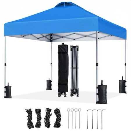 chitooma 10 x 10ft pop up canopy tent instant outdoor shelter easy portable straight leg canopy tent blue