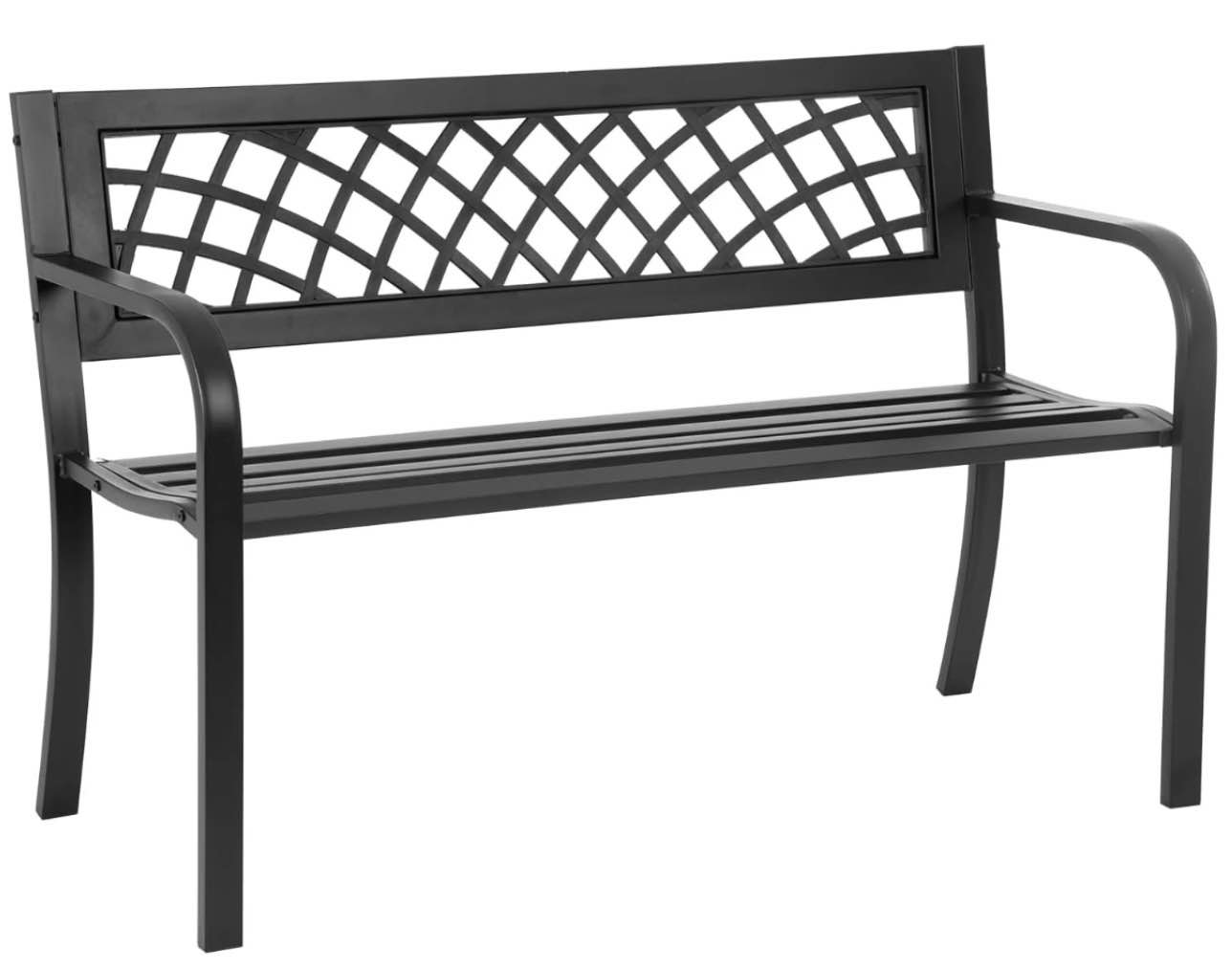 fdw outdoor durable steel garden bench - black