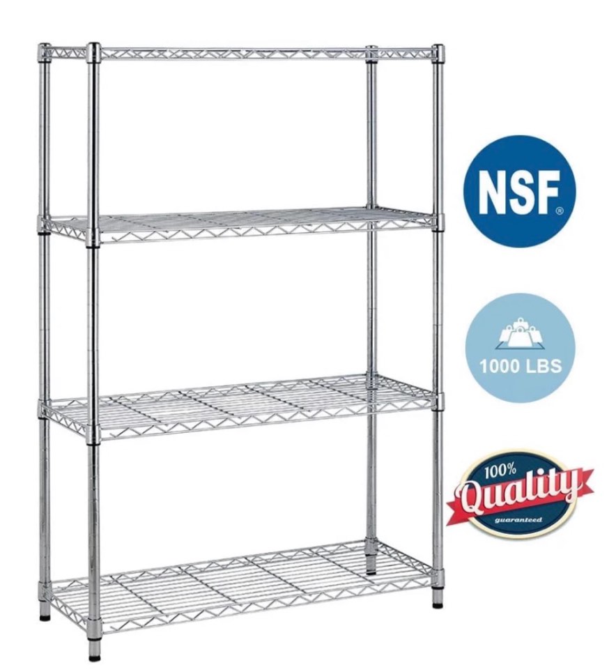 bestoffice 4 shelf wire shelving height adjustable metal shelving for 1000 lbs capacity chrome