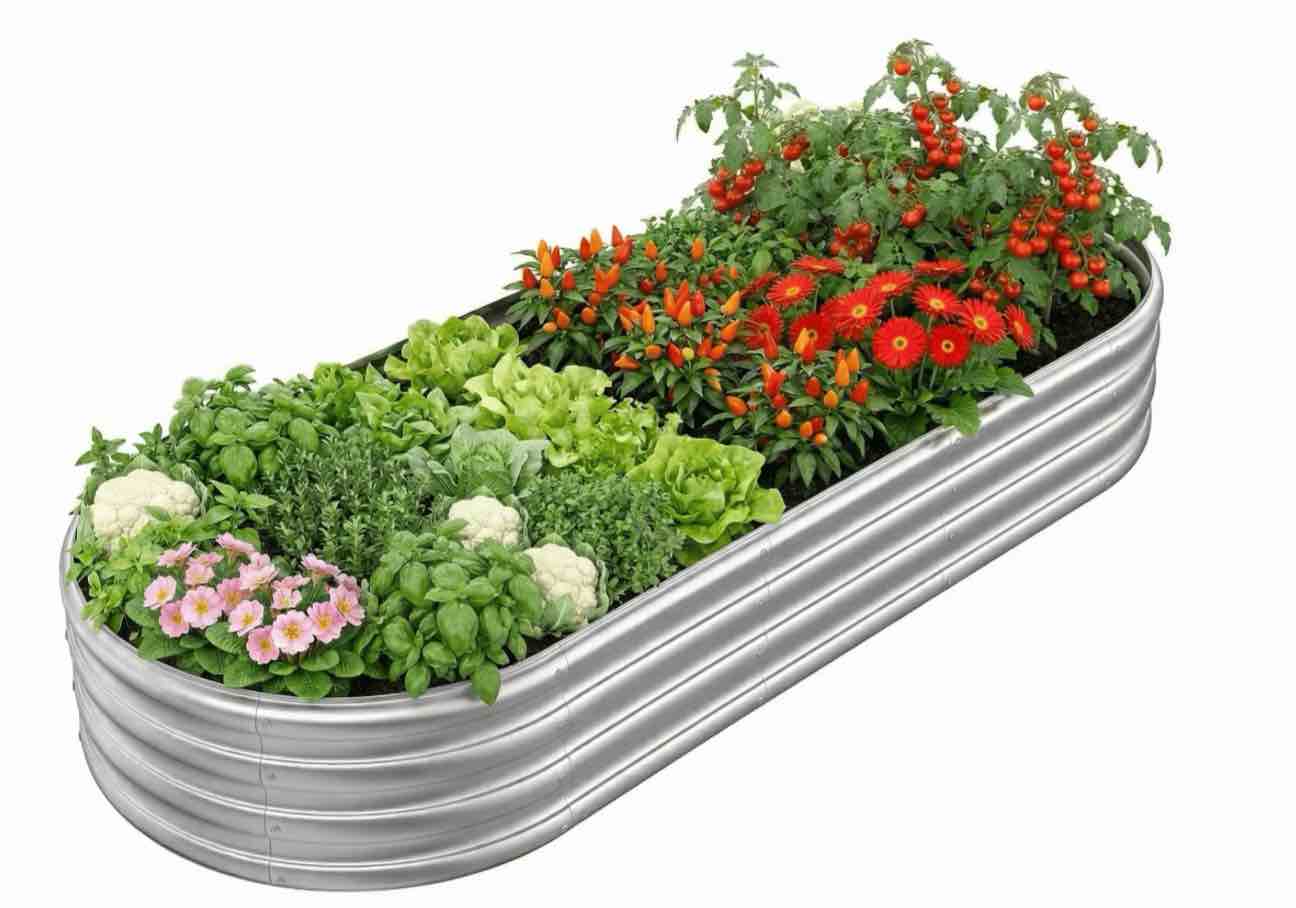 2pcs galvanized raised garden bed, untimaty 8×3×1 ft large metal planter boxes outdoor, metal garden bed planter for vegetables flowers herb