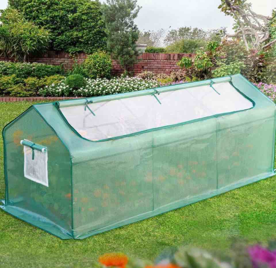 quictent mini greenhouse 95 w x 36 d x 36 h garden planter hot house portable green house with 2 meshed windows & large u-shaped zipper screen door (
