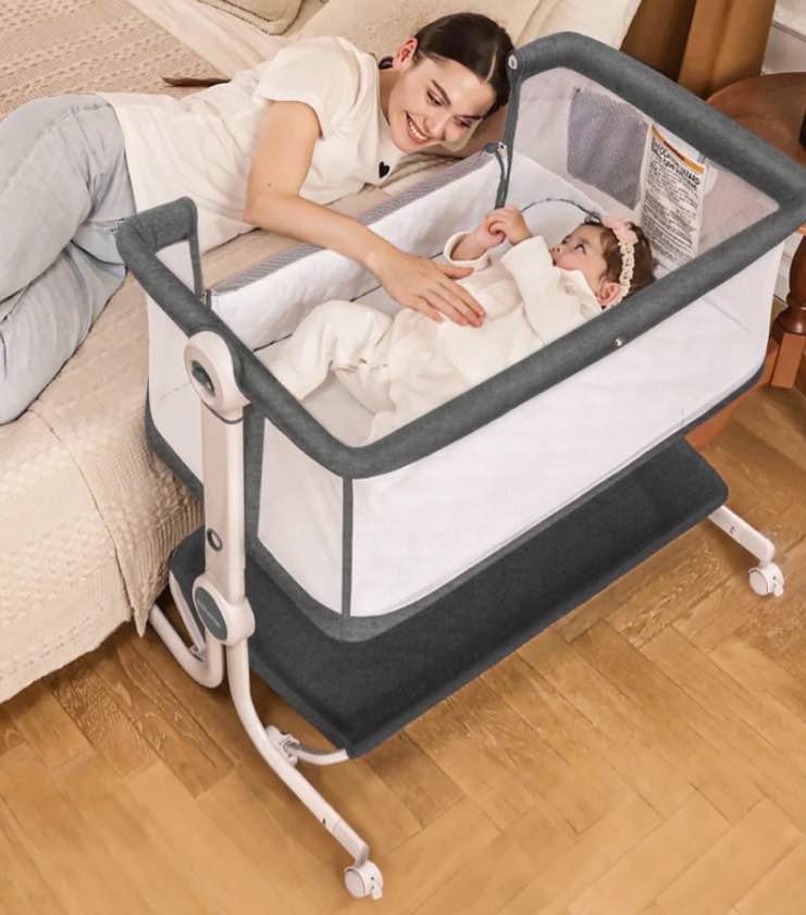 babyeap 3 in 1 baby bassinet baby basinet bedside sleeper standalone baby crib 6 height adjustable portable crib for newborn dark gray